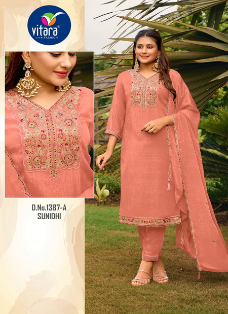 Sunidhi By Vitara Poly Chinon Kurti Bottom With Dupatta Suppliers In India